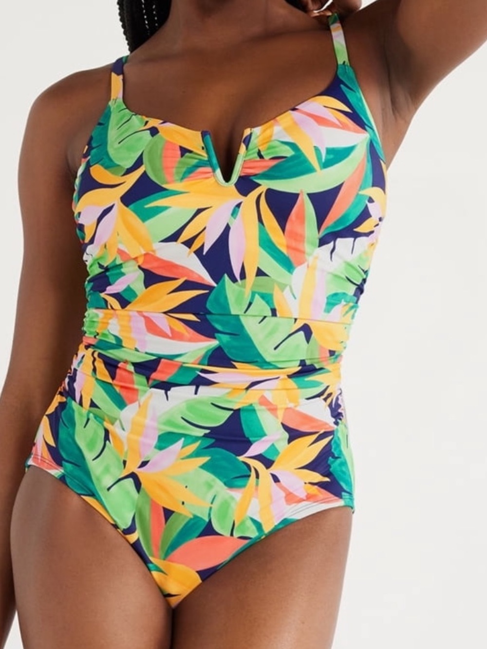 NWT Time and Tru Tropical Leaf One-Piece Large  Swimsuit